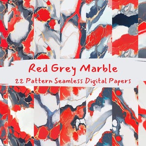 Red Grey Marble Pattern Seamless Digital Papers - printable scrapbook paper png instant download commercial use 300dpi