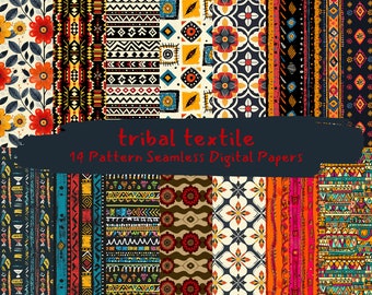 Tribal textile Pattern Seamless Digital Papers - printable scrapbook paper instant download, commercial use, 300dpi