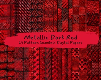 Metallic Dark Red Pattern Seamless Digital Papers - printable scrapbook paper instant download, commercial use, 300dpi