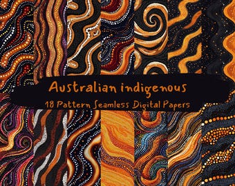 Australian indigenous Pattern Seamless Digital Papers - printable scrapbook paper png instant download commercial use 300dpi