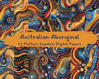 Australian Aboriginal Pattern Seamless Digital Papers - printable scrapbook paper instant download, commercial use, 300dpi