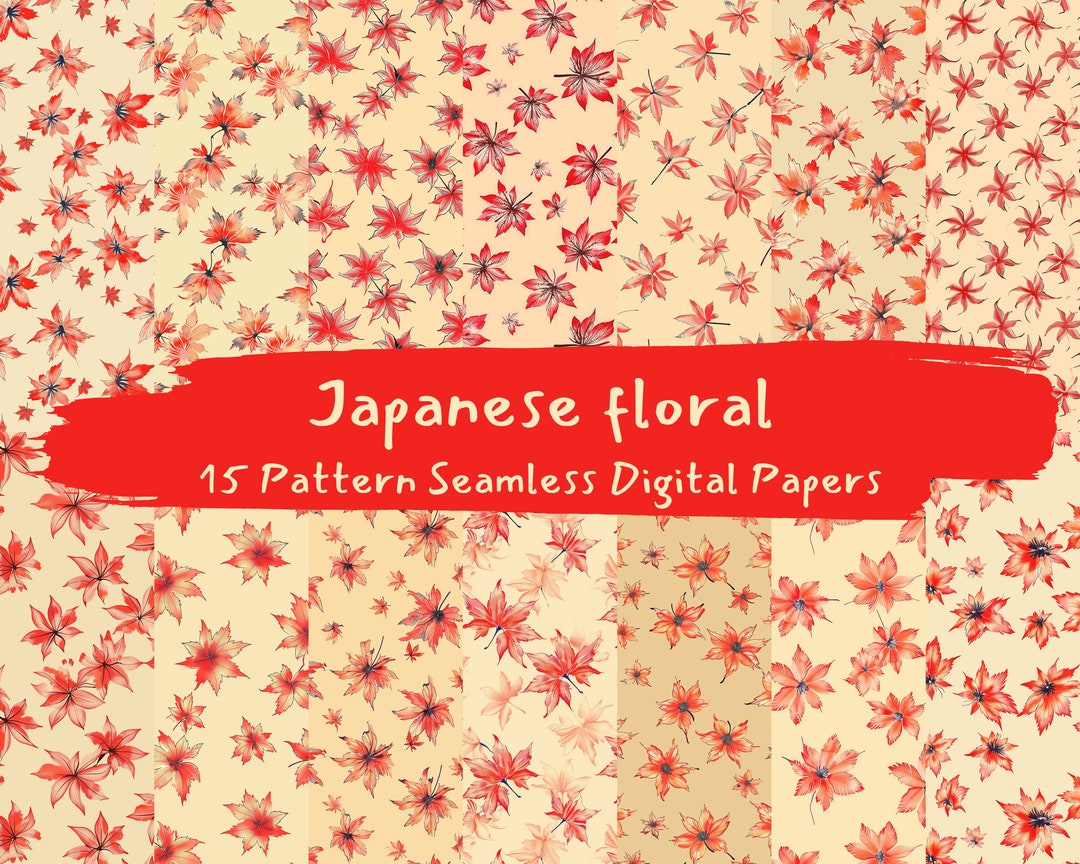 Japanese Floral Pattern Seamless Digital Papers - Printable Scrapbook ...