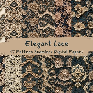 Elegant Lace Pattern Seamless Digital Papers - printable scrapbook paper png instant download commercial use 300dpi
