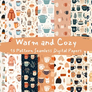 Warm and Cozy Pattern Seamless Digital Papers - tile patterns printable scrapbook paper instant download for commercial use, 300dpi