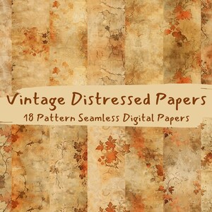 Vintage Distressed Papers Pattern Seamless Digital Papers - printable scrapbook paper png instant download commercial use 300dpi