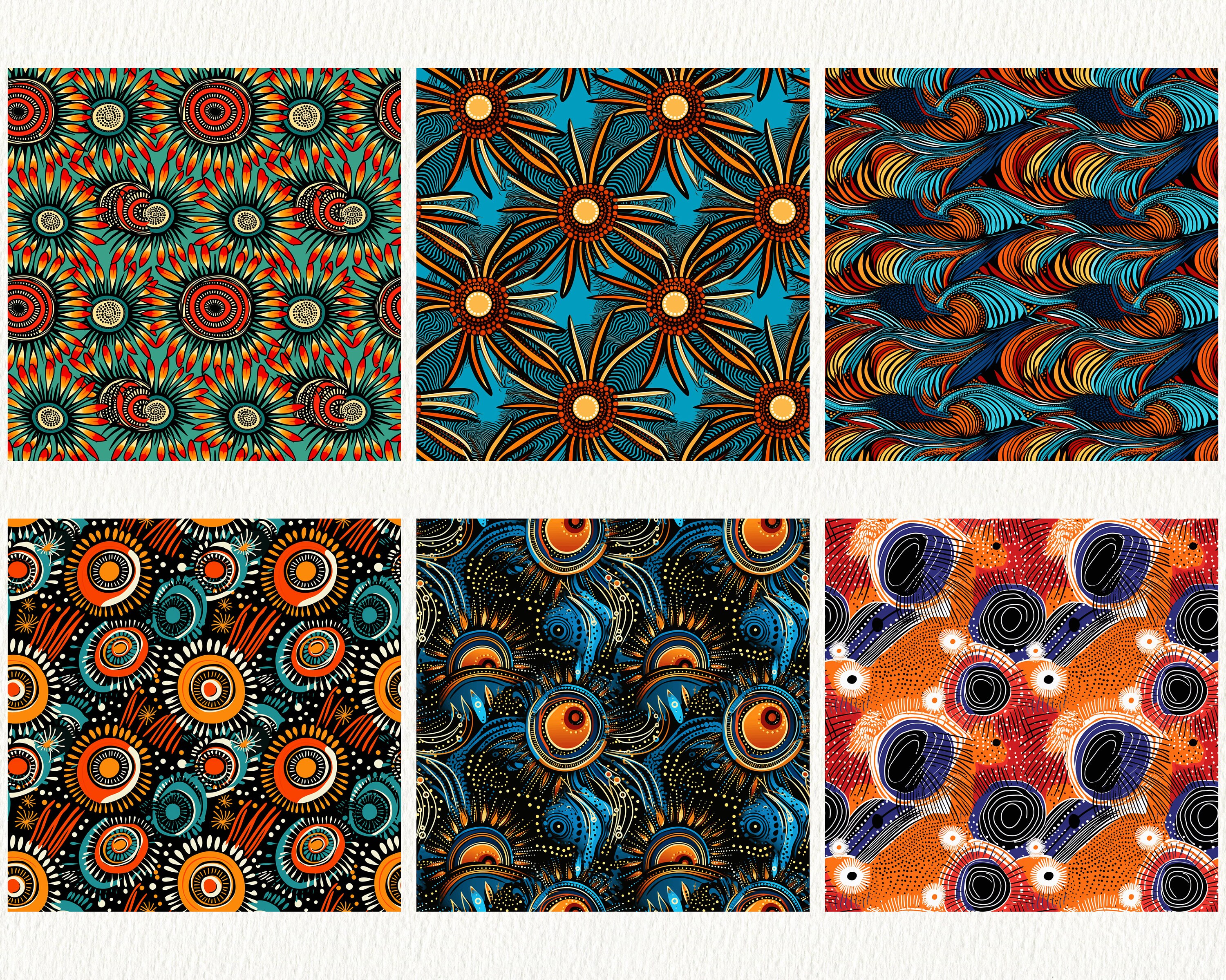 East Africa Kitenge Pattern Seamless Digital Papers - Tile Patterns ...