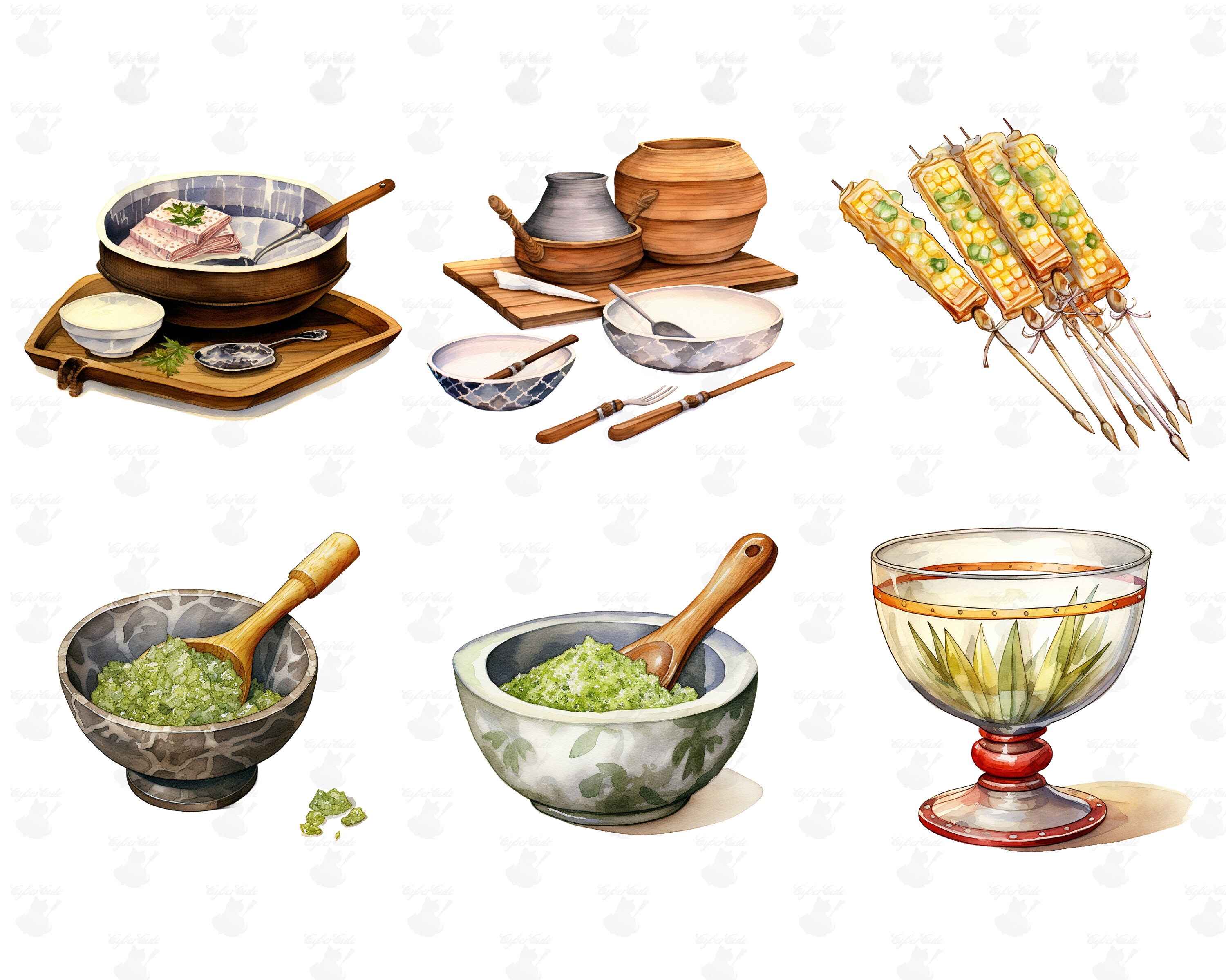 Mexican Cookware, Digital Printable Clip Art Graphics in PNG Format ...
