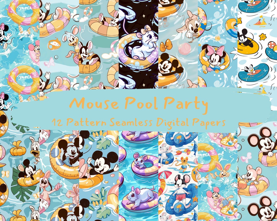Mouse Pool Party Pattern Seamless Digital Papers - Printable Scrapbook ...