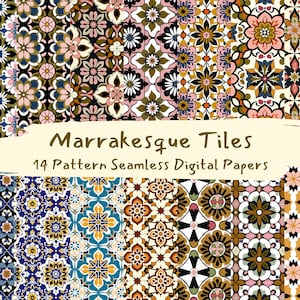 Marrakesque Tiles Pattern Seamless Digital Papers - printable scrapbook paper instant download, commercial use, 300dpi