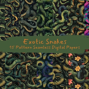 Exotic Snakes Pattern Seamless Digital Papers - printable scrapbook paper png instant download commercial use 300dpi