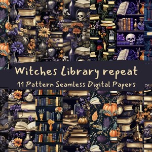 Witches Library Repeat Pattern Seamless Digital Papers - Printable ...