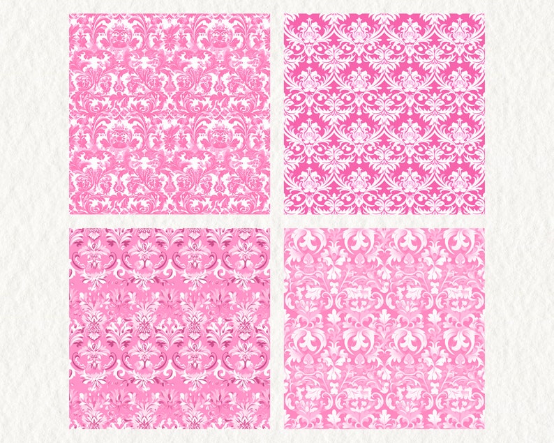 Pink Damask Pattern Seamless Digital Papers Tile Patterns Printable ...