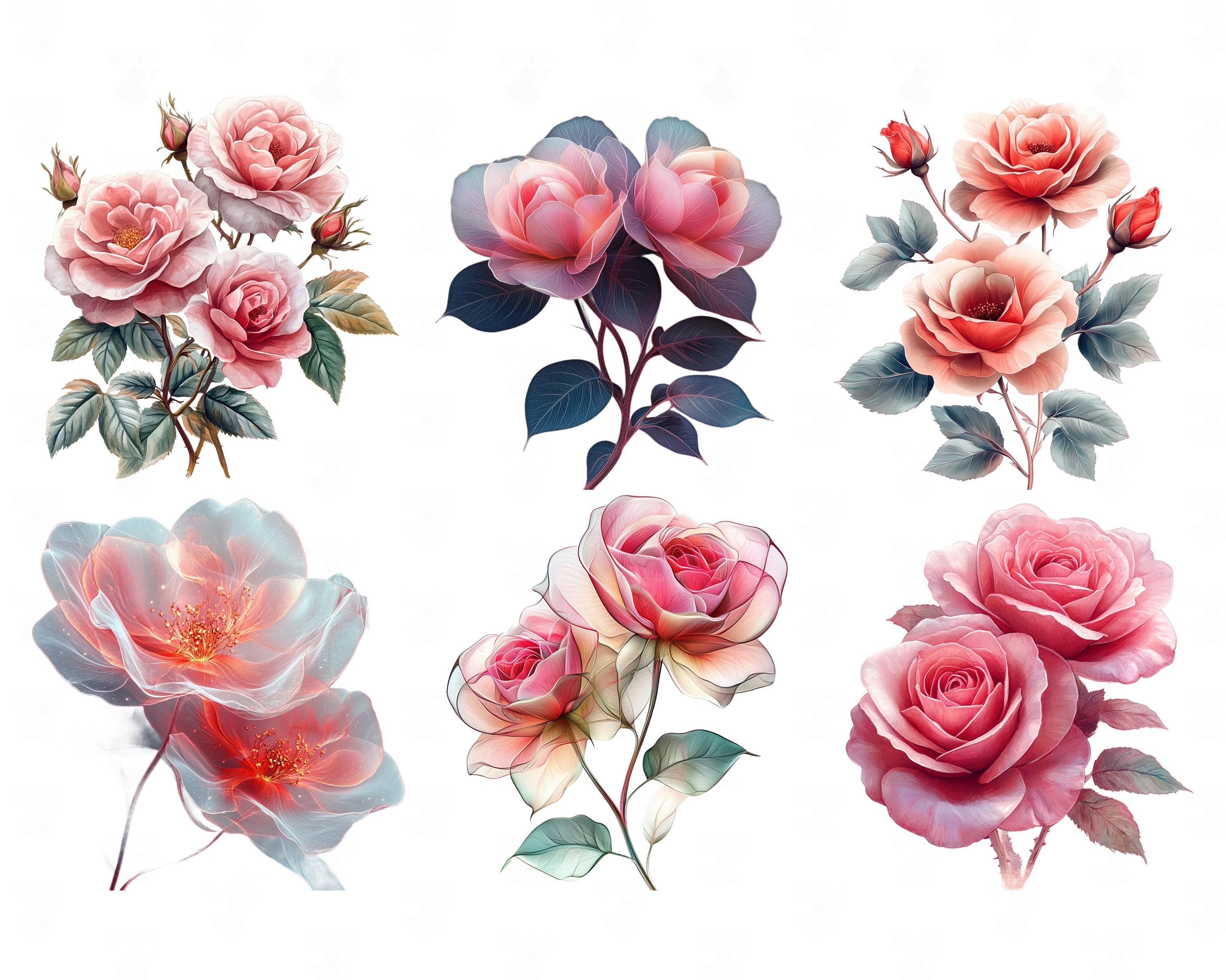 Pink Roses Prinatable Abstract Pink Roses Printable Clipart, Png Format, Transparent ...