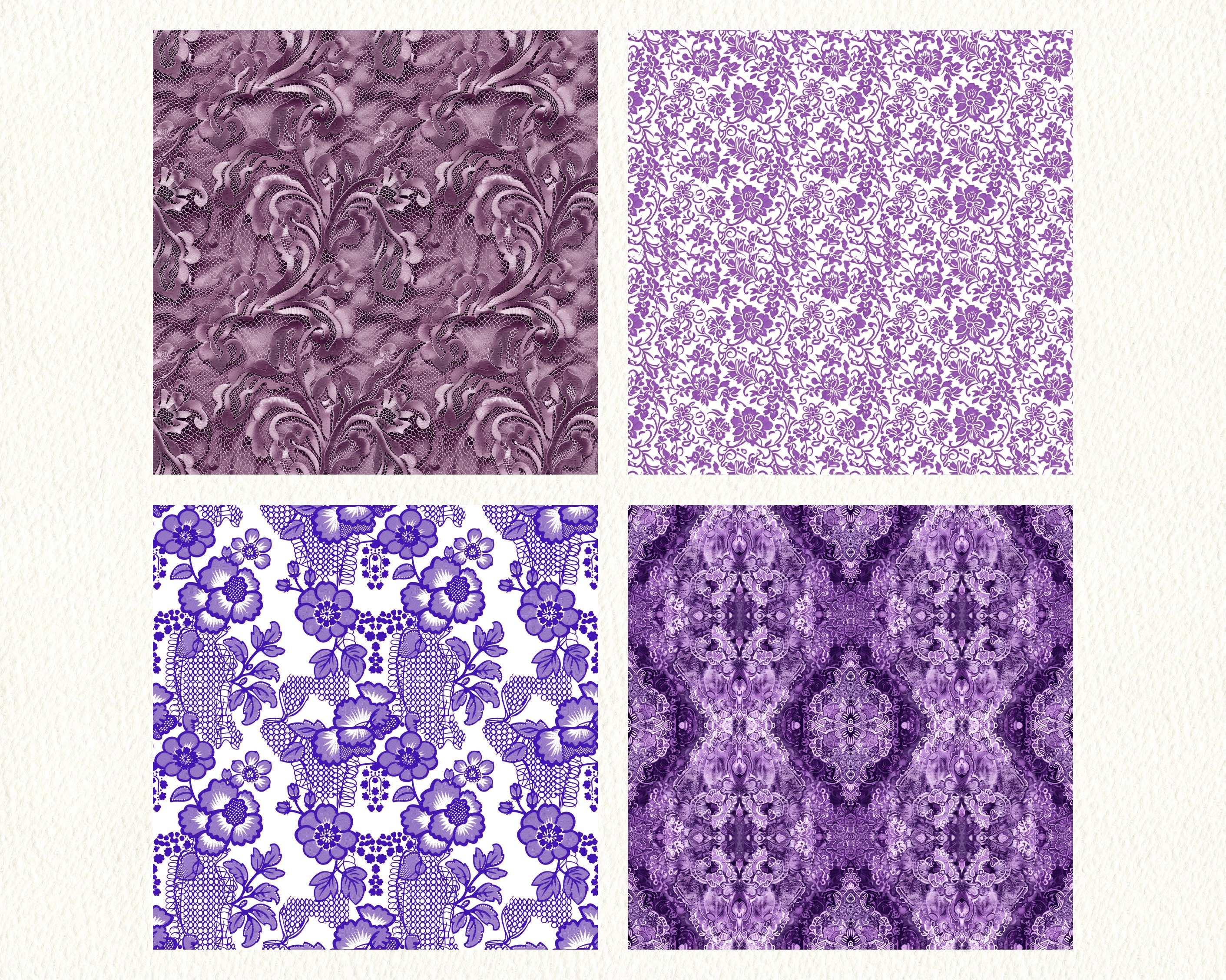 Purple Lace Pattern Seamless Digital Papers - Printable Scrapbook Paper ...