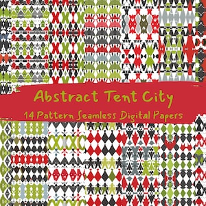 Abstract Tent City Pattern Seamless Digital Papers - printable scrapbook paper instant download, commercial use, 300dpi