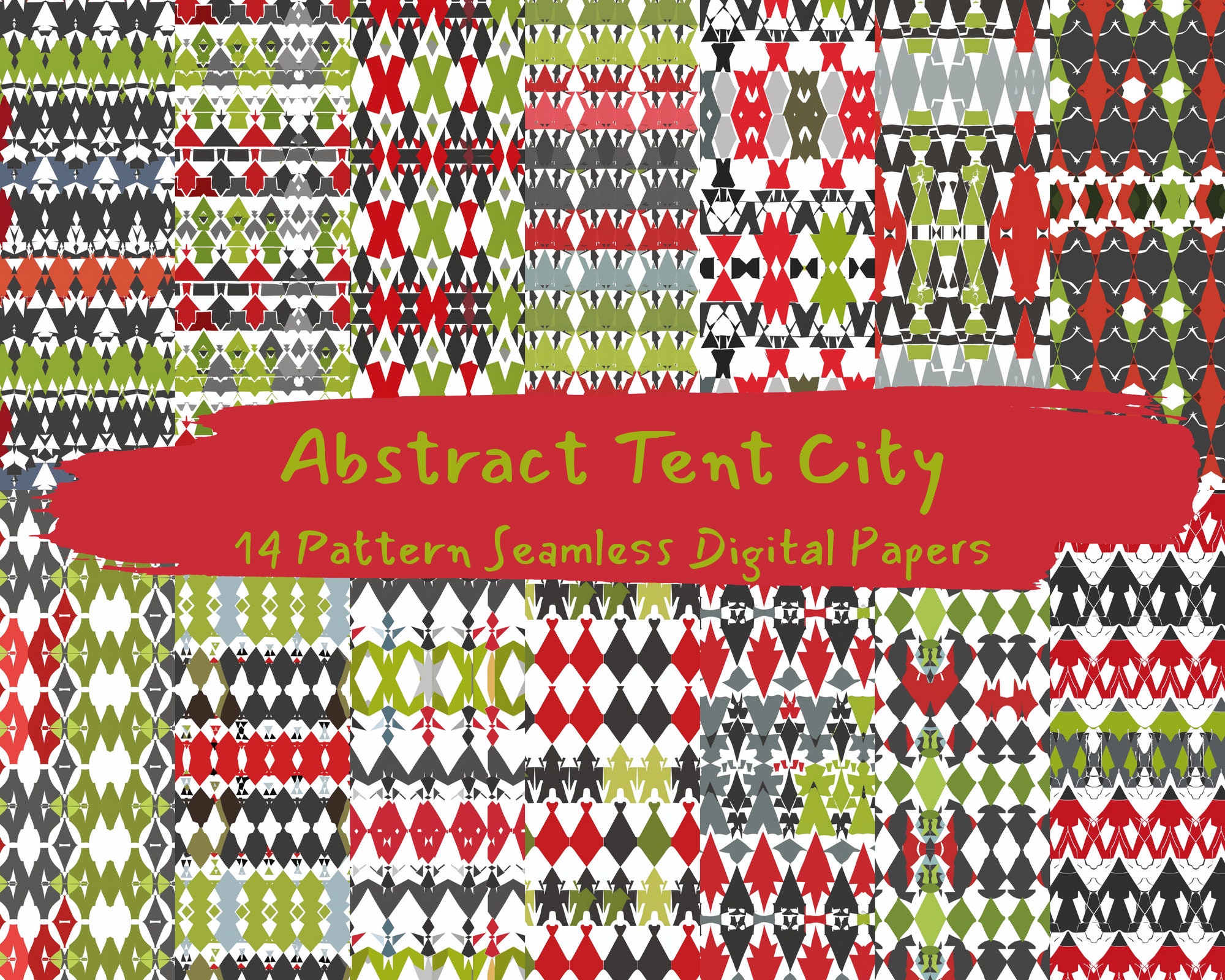 Abstract Tent City Pattern Seamless Digital Papers - Printable ...