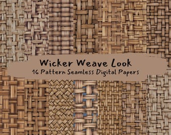 Wicker Weave Look Pattern Seamless Digital Papers - printable scrapbook paper png instant download commercial use 300dpi