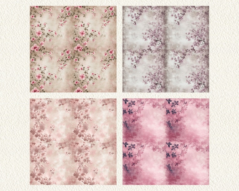 Pink Floral Texture Pattern Seamless Digital Papers - Tile Patterns ...