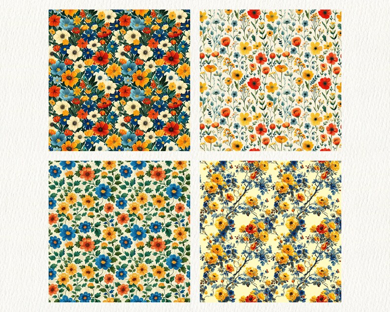 Sleepycore Floral Pattern Seamless Digital Papers - Printable Scrapbook ...