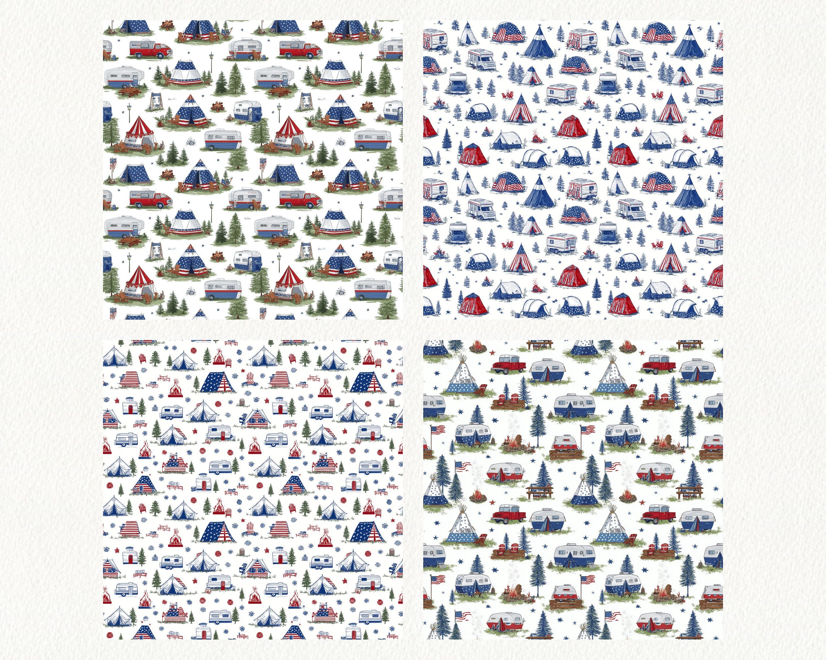 Printable Camper Pattern American Camper Tents Pattern Seamless Digital Papers - Printable ...