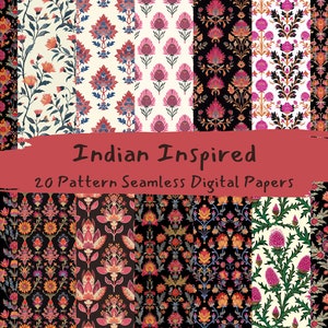 Indian Inspired Pattern Seamless Digital Papers - printable scrapbook paper png instant download commercial use 300dpi