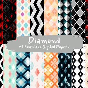 Diamond Pattern Digital Papers - Seamless Tile Patterns Printable Paper ...