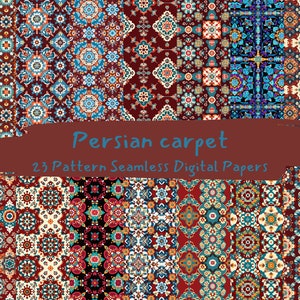 Persian carpet Pattern Seamless Digital Papers - printable scrapbook paper png instant download commercial use 300dpi