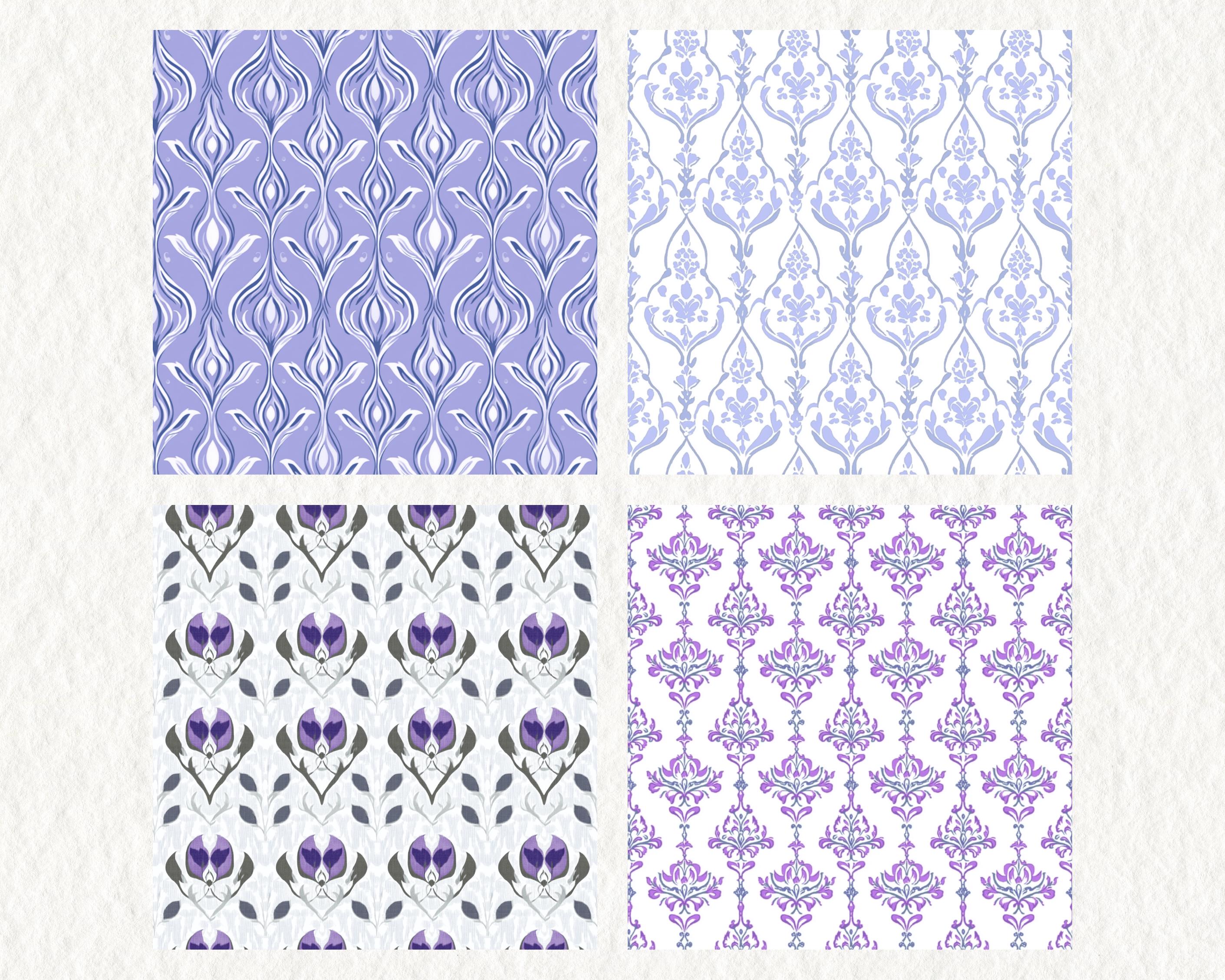 Lavender Ogee Pattern Seamless Digital Papers - Printable Scrapbook ...