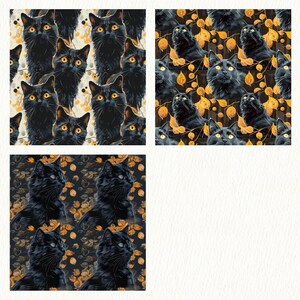 Black Cat Pattern Seamless Digital Papers - printable scrapbook paper instant download, commercial use, 300dpi image 4