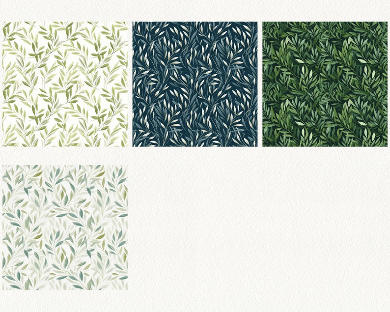 High-resolution Willow Leaf Pattern Digital Papers 16 Unique, Printable, Commercial Use ...