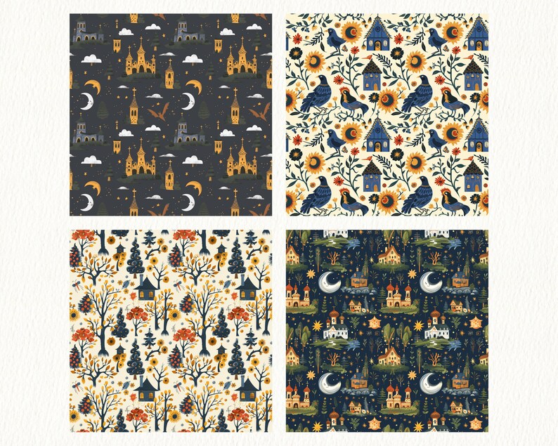 Russian Fairy Tale Pattern Seamless Digital Papers - Printable ...