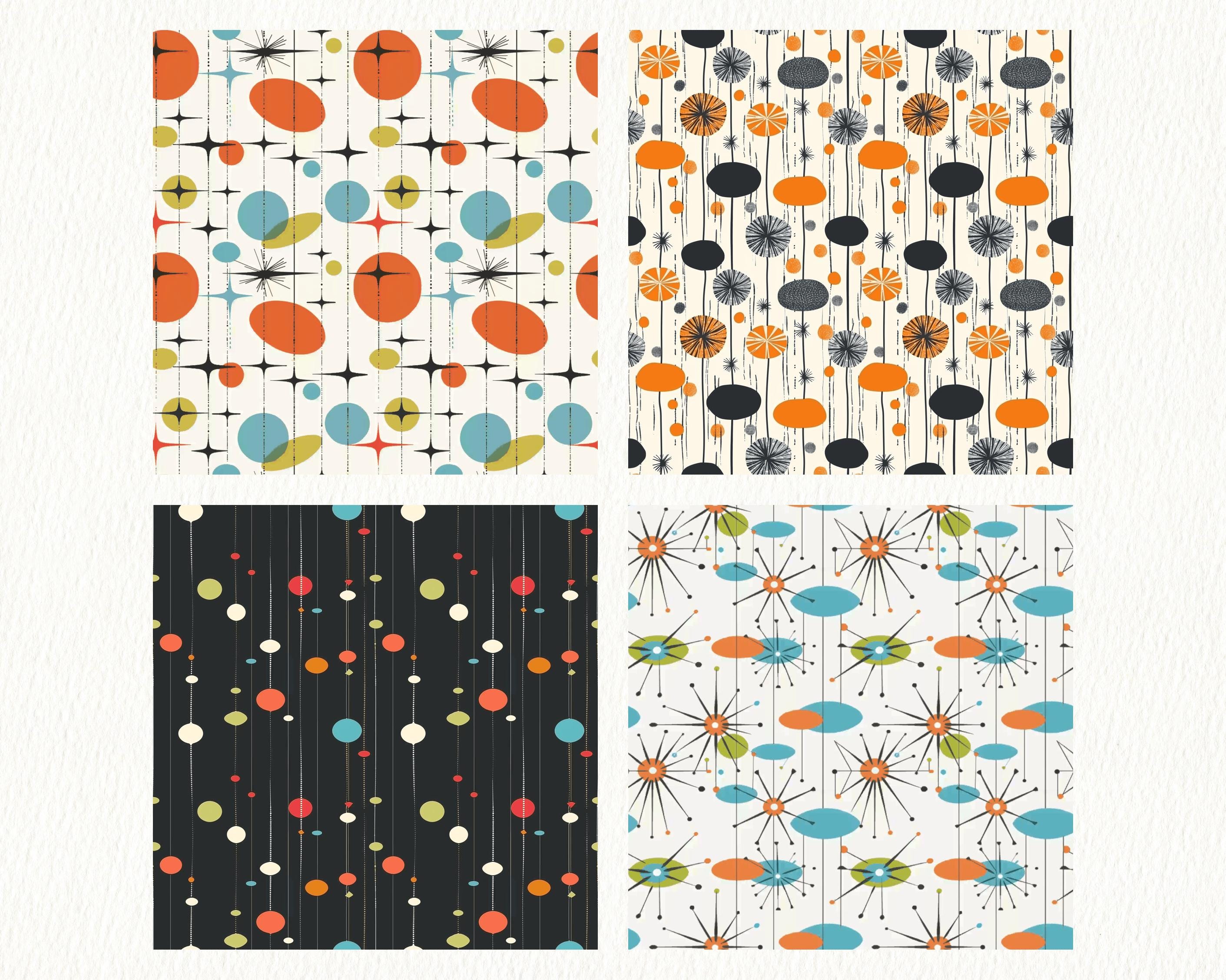 Mid Century Orbs Pattern Seamless Digital Papers - Printable Scrapbook ...