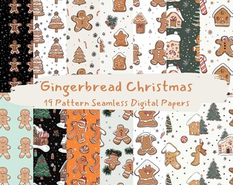 Lebkuchen Weihnachten Muster nahtlose digitale Papiere - printable Scrapbook Papier png sofortiger Download kommerzielle Nutzung 300dpi