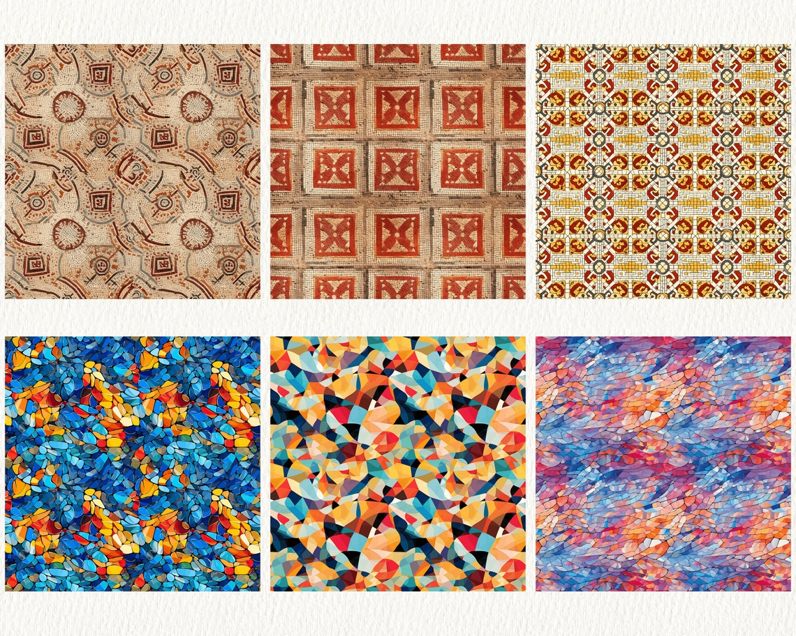 Artisanal Mosaic Pattern Seamless Digital Papers - Tile Patterns ...