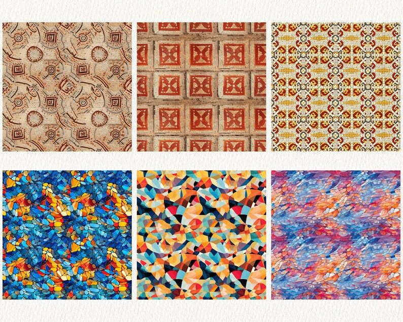 Artisanal Mosaic Pattern Seamless Digital Papers Tile Patterns ...