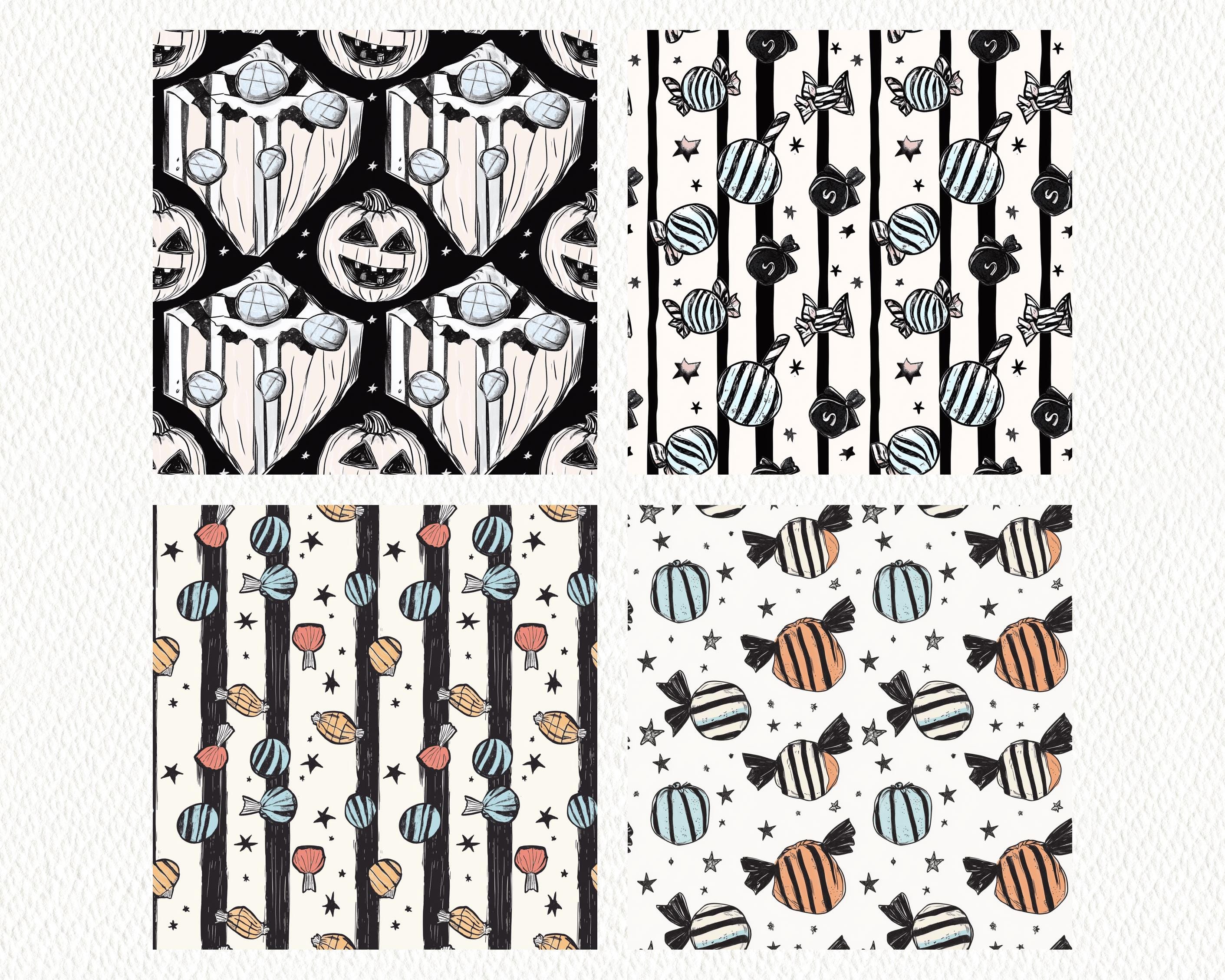 Halloween Candy Pattern Seamless Digital Papers - Printable Scrapbook ...