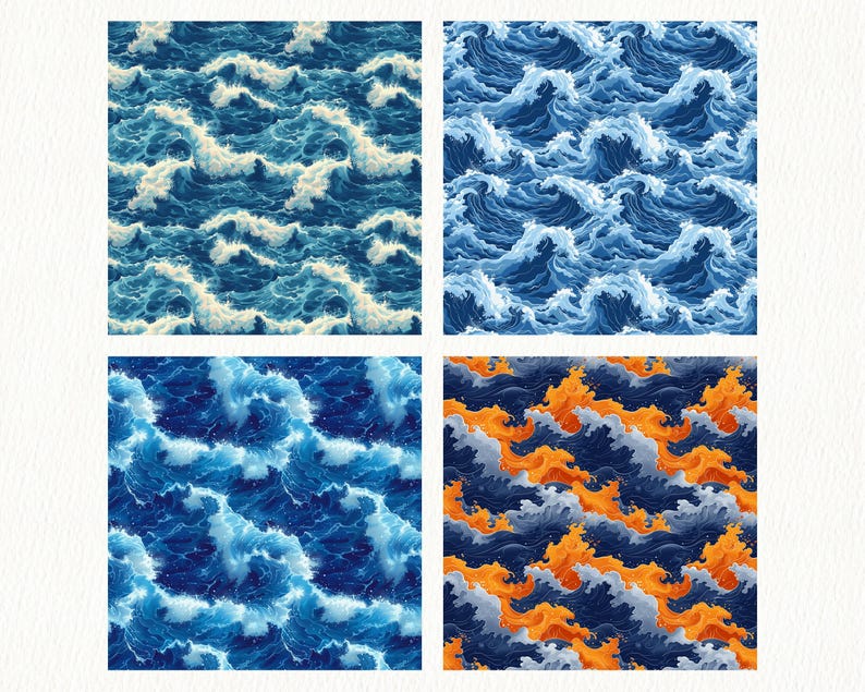 Summer Waves Pattern Seamless Digital Papers - Printable Scrapbook ...