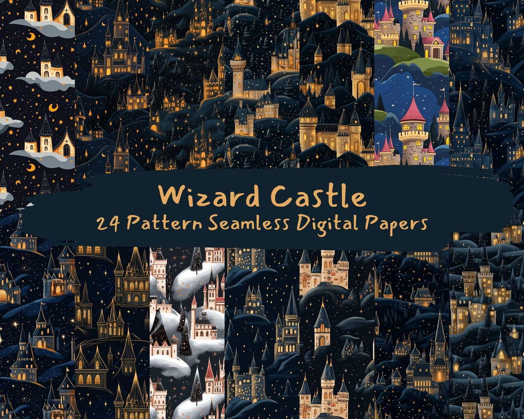 Wizard Castle Pattern Seamless Digital Papers - Printable Scrapbook ...