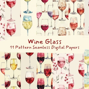 Wine Glass Pattern Seamless Digital Papers - Printable Scrapbook Paper ...