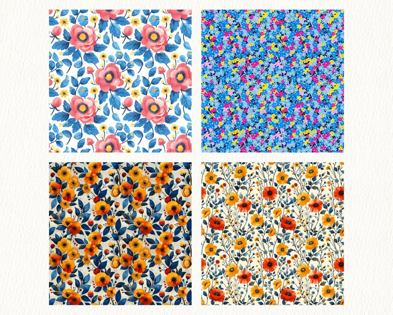 Sleepycore Floral Pattern Seamless Digital Papers - Printable Scrapbook ...