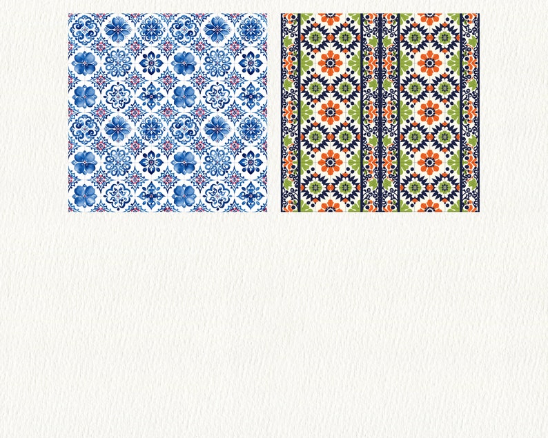 Portuguese Azulejos Pattern Seamless Digital Papers - printable scrapbook paper instant download for commercial use, 300dpi image 7