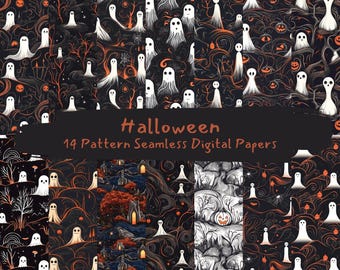 Halloween Pattern Seamless Digital Papers - printable scrapbook paper png instant download commercial use 300dpi