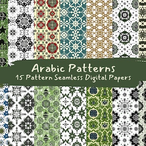 Arabic Pattern Seamless Digital Papers - printable scrapbook paper png instant download commercial use 300dpi