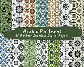 Arabic Pattern Seamless Digital Papers - printable scrapbook paper png instant download commercial use 300dpi