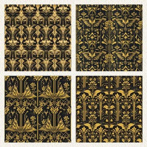 Golden Gothic Pattern Seamless Digital Papers - Printable Scrapbook ...
