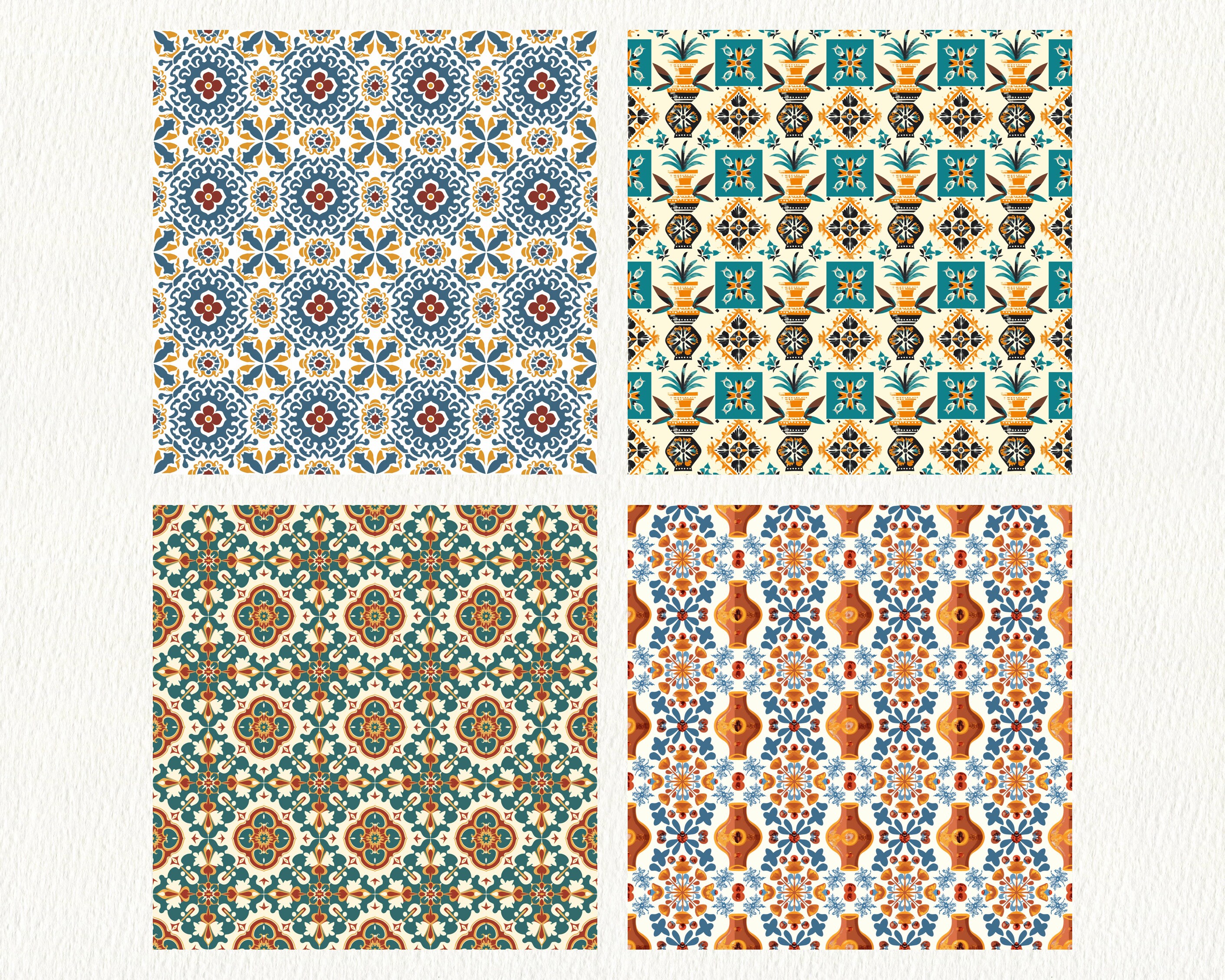 Mediterranean Composition Pattern Seamless Digital Papers - Printable ...