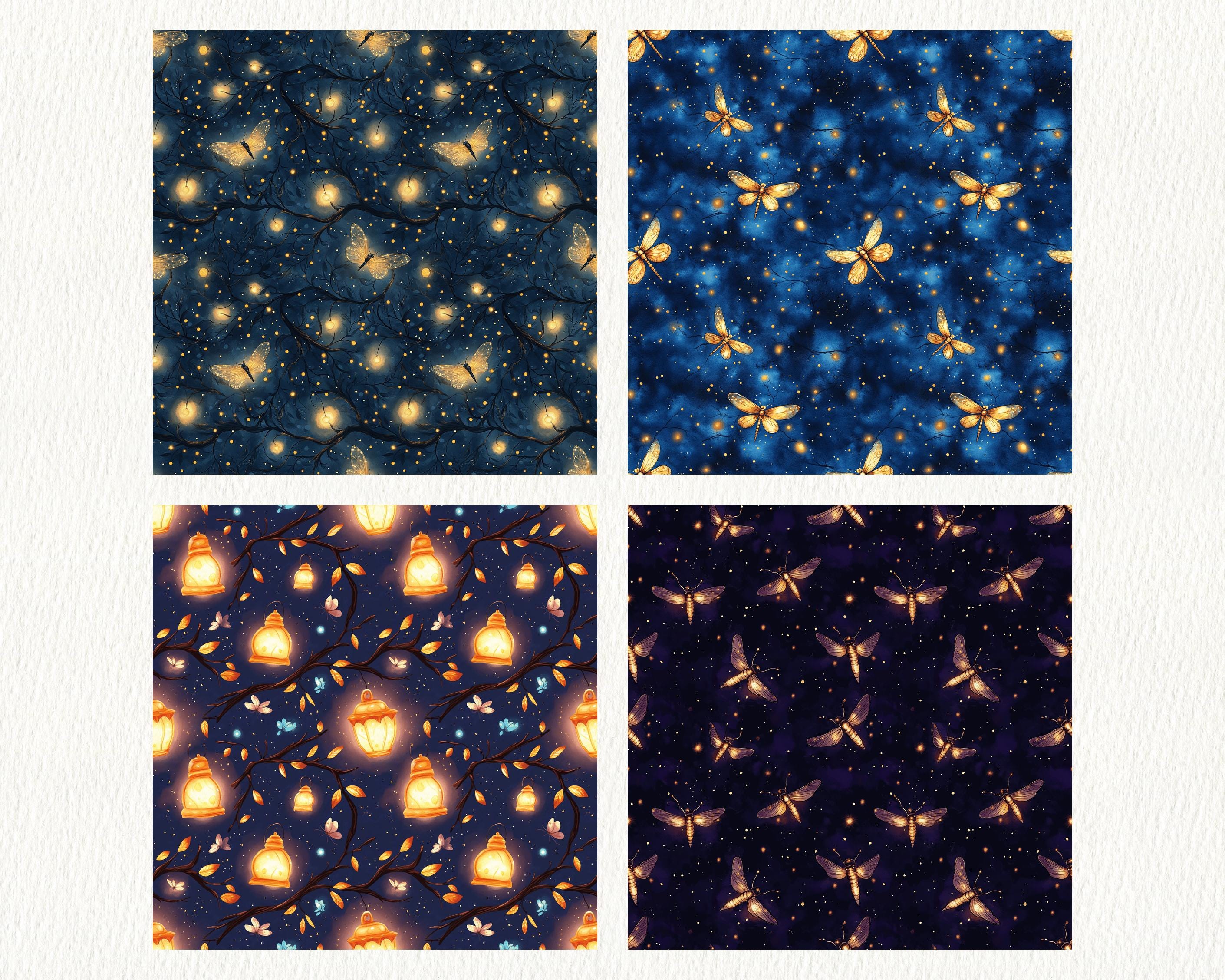 Paper Firefly Pattern Firefly Magic Pattern Seamless Digital Papers - Printable Scrapbook ...