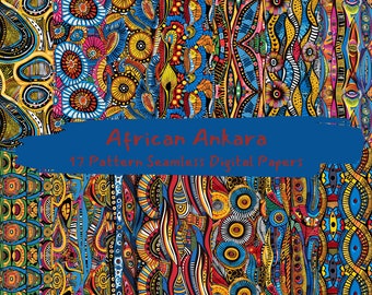 African Ankara Pattern Seamless Digital Papers - printable scrapbook paper instant download, commercial use, 300dpi