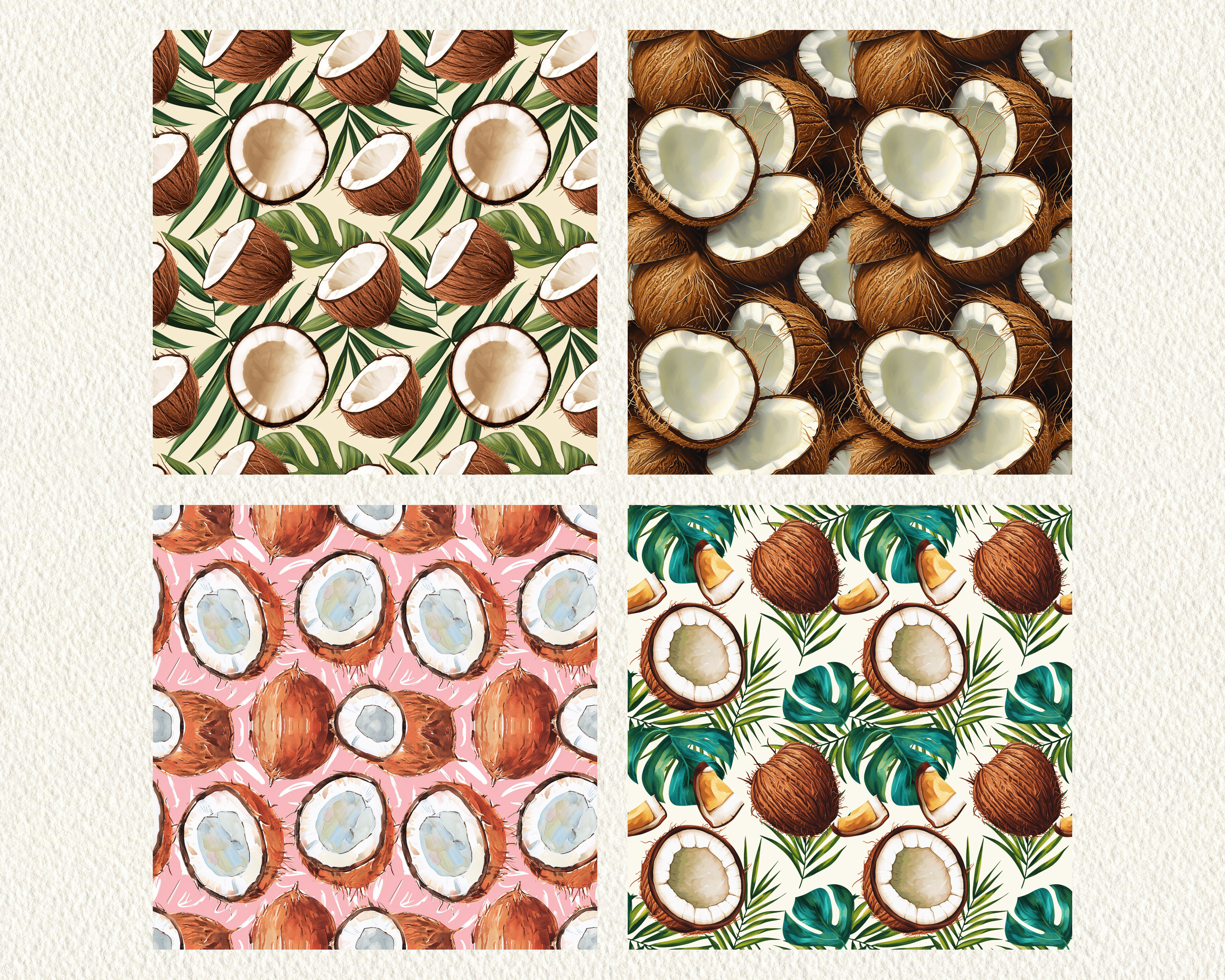 Coconut Frenzy Pattern Seamless Digital Papers - Tile Patterns ...