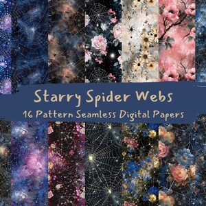 Starry Spider Webs Pattern Seamless Digital Papers - Printable ...